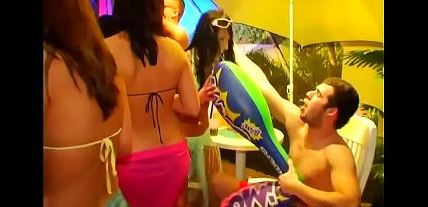  Wild gals are drenched with longing during orgy party